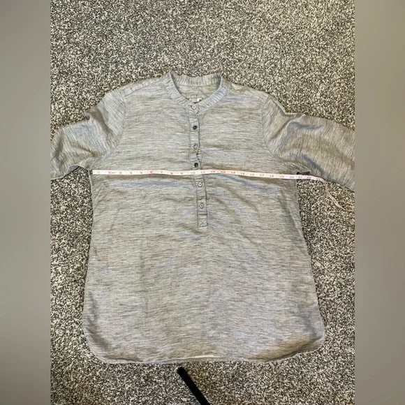 J Jill Womens Med Popover Tunic Shirt Gray Heather L-Sleeve Tencel Linen - Picture 8 of 9